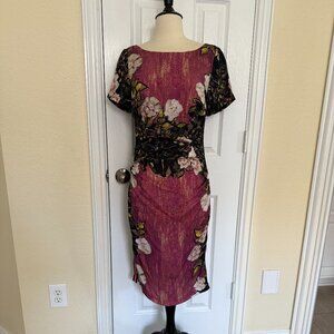 Tracy Reese Pink Floral Ruched Silk Dress Size 8